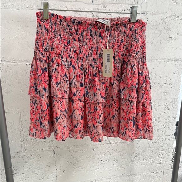 RAMY BROOK - Floral Pink Ruffle Mini Skirt - BRAND NEW - Size Large - Picture 1 of 3